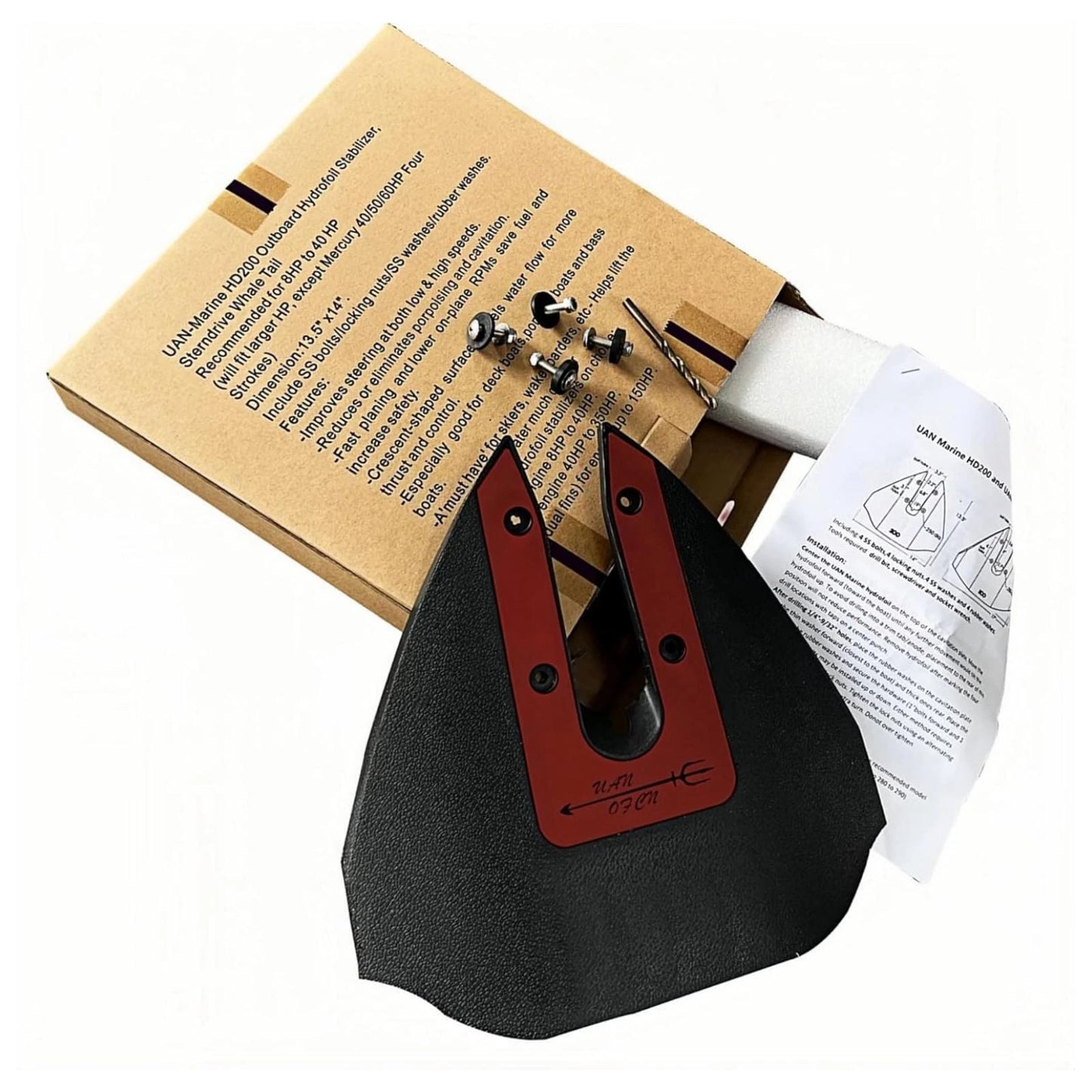 HydroFoil Stabilizer for Outboard 8-40HP Lower Unit Boat Red