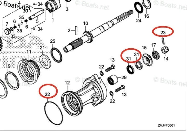 Lower Unit Oil Seal O-ring for Honda 200HP/225HP/250HP