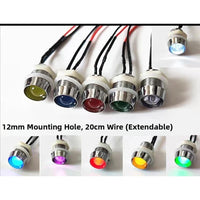 12V LED Indicator Light 10mm Metal Panel Mount for Truck/Boat