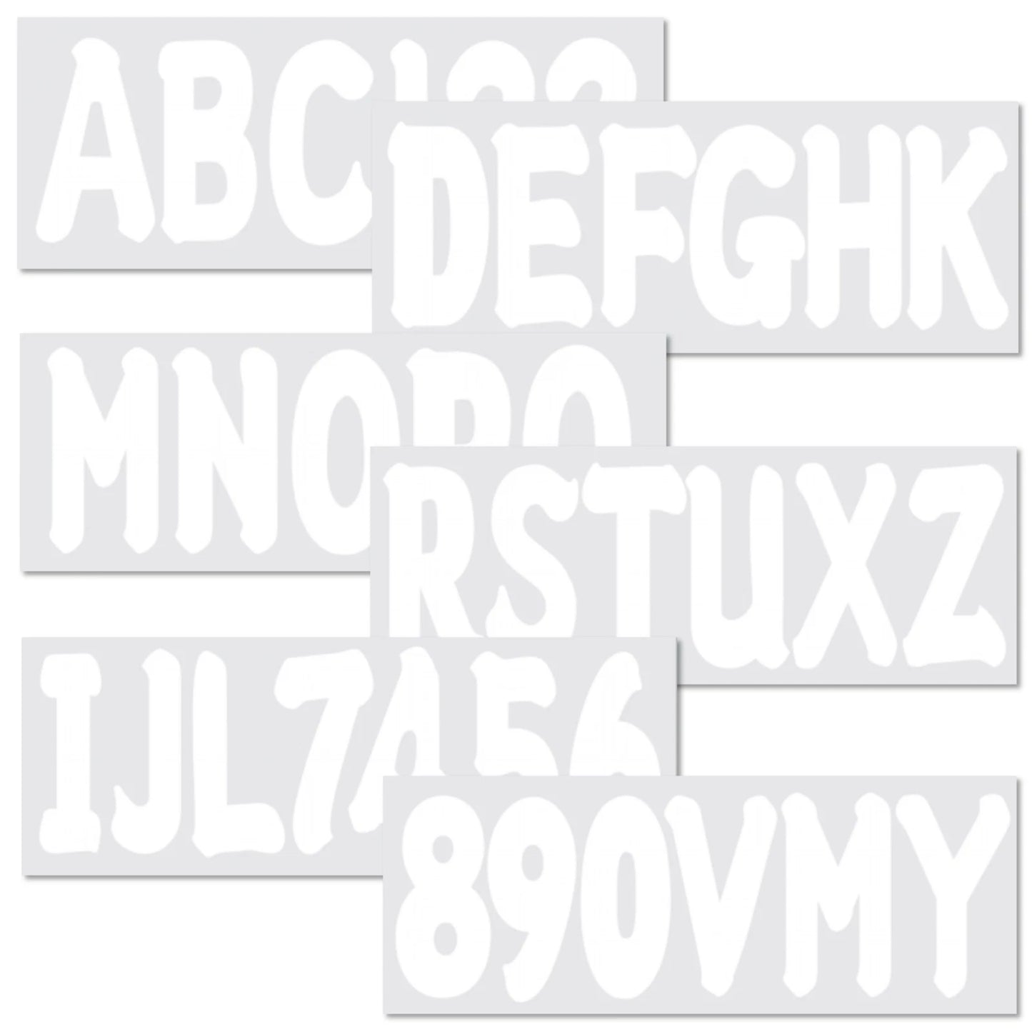 Custom Boat Registration Numbers Decal Sticker Set A-Z & 0-9 White
