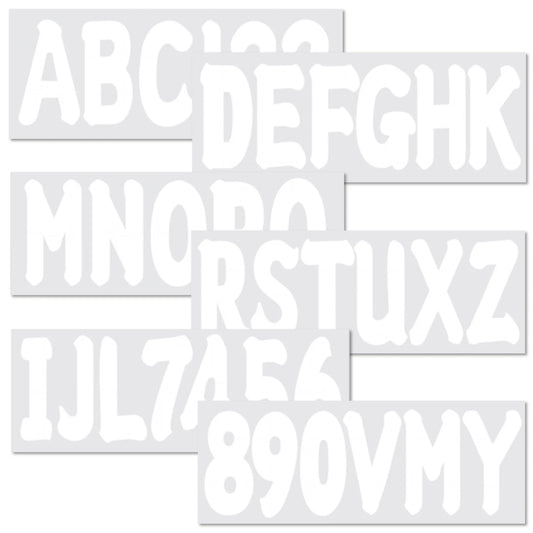 Custom Boat Registration Numbers Decal Sticker Set A-Z & 0-9 White