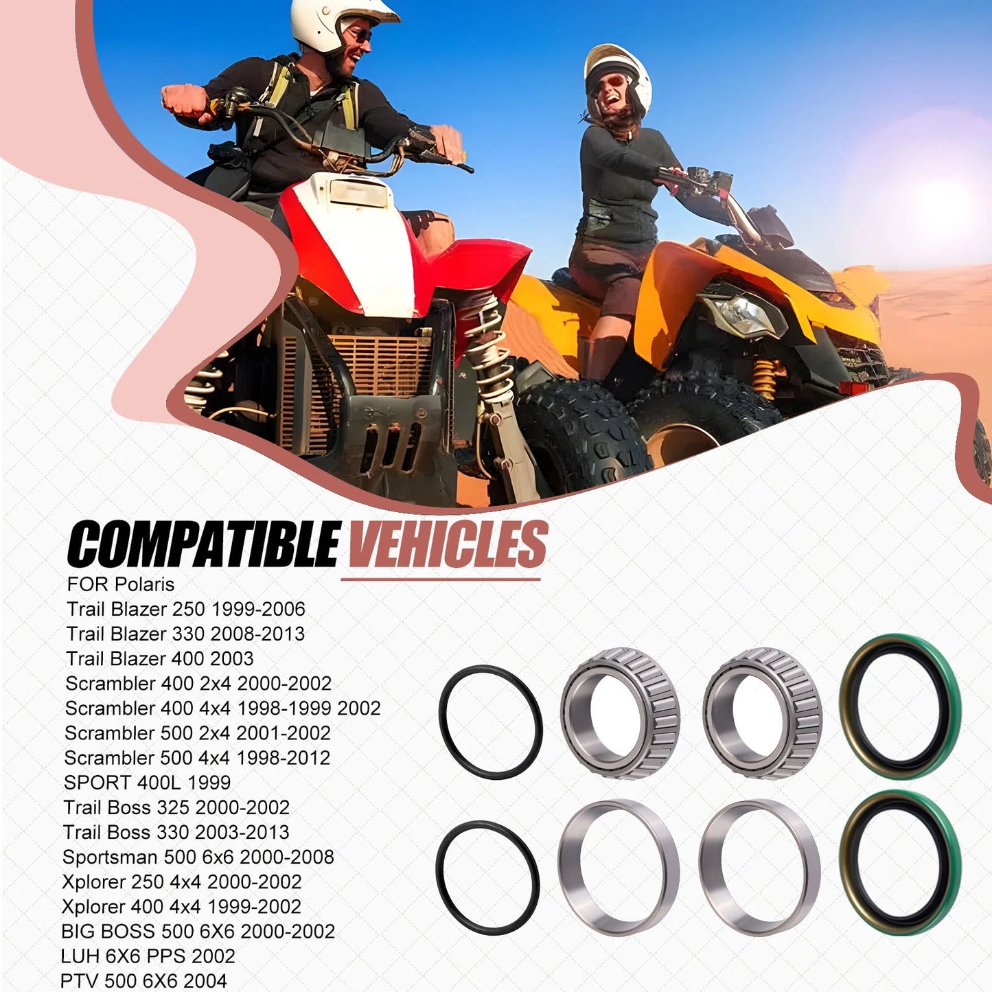 Rear Hub Bearing Seal Repair Kit for Polaris Trail Blazer 330/400 (2003-2013)