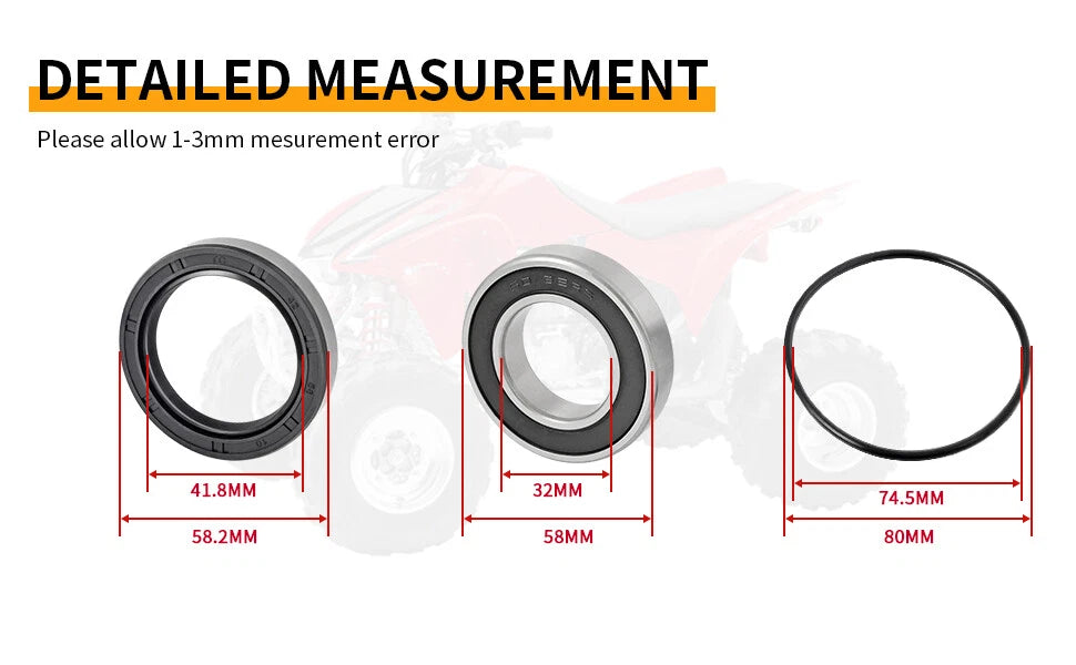 Left Rear Axle Wheel Bearing & Seal for Honda Rancher 350/400/420
