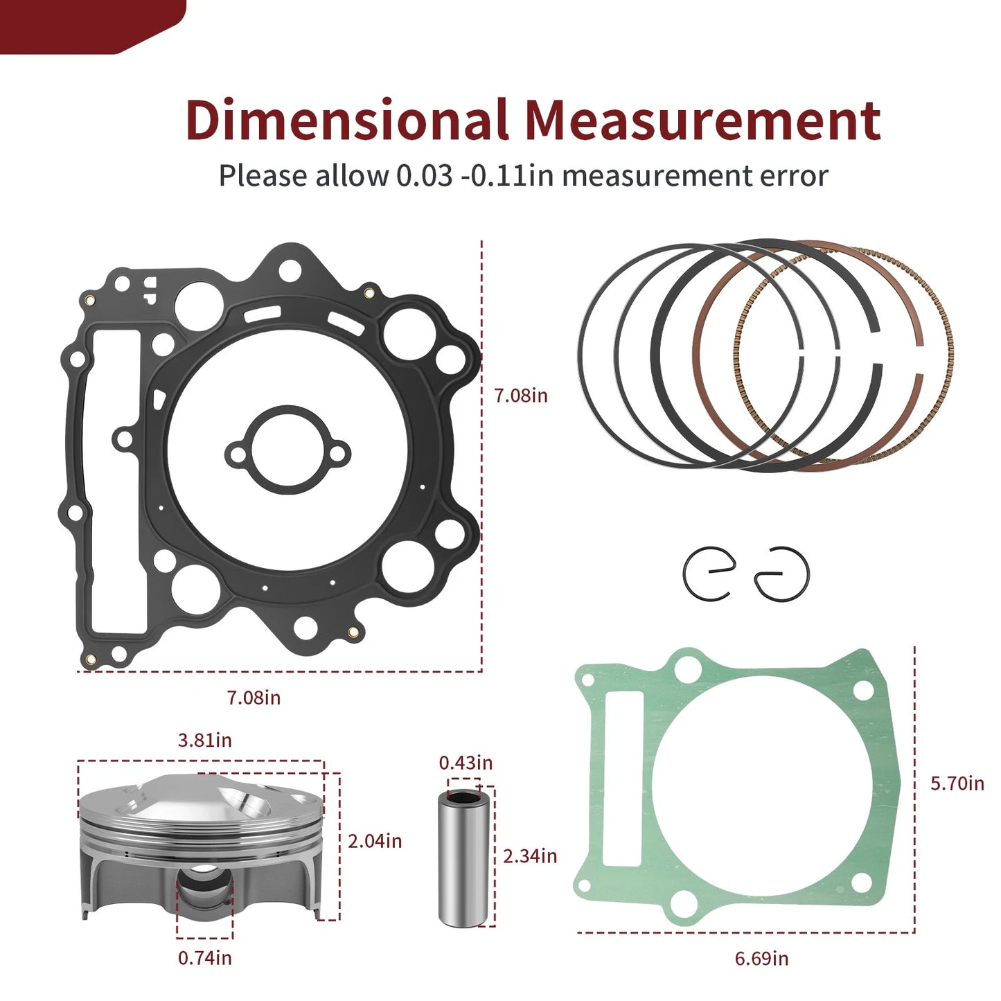 100mm Forged Piston Gasket Top End Kit for Yamaha Rhino 660 (2004-2007)