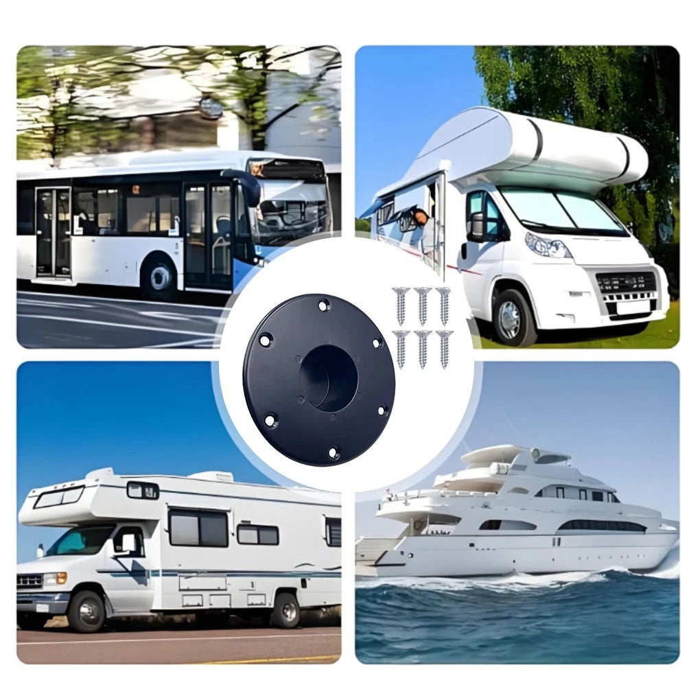 Heavy Duty Black Aluminum Table Leg Base for RV/Boat Trailer Mount