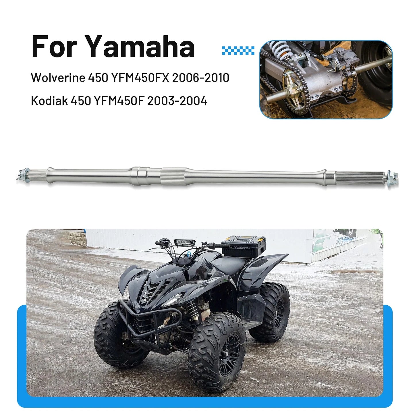 Rear Axle Shaft for Yamaha Kodiak 450 YFM450FA 4WD 2003-2004