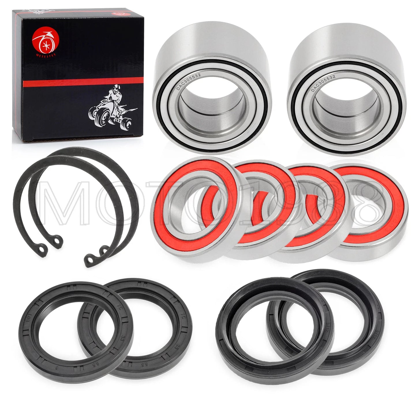 Front/Rear Wheel Bearing Seal + Circlip Kit for Yamaha Grizzly 400 (2007-2008)