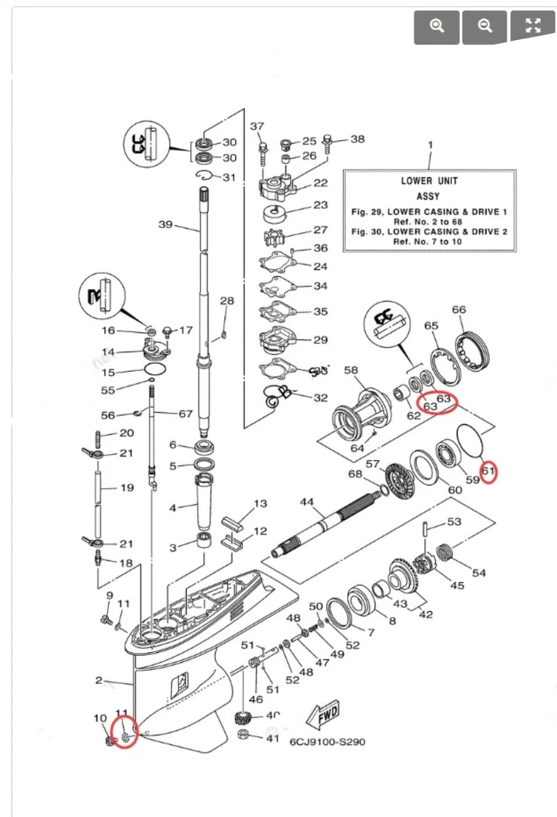 Lower Gearcase Oil Seal Kit for Yamaha 40-100HP (40-70HP)