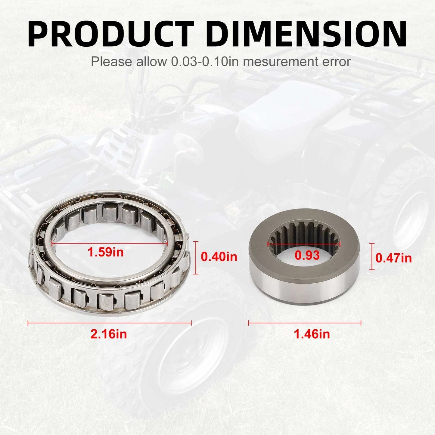 Clutch Hub One Way Bearing & Bushing Set for Kawasaki Lakota 300 KEF300