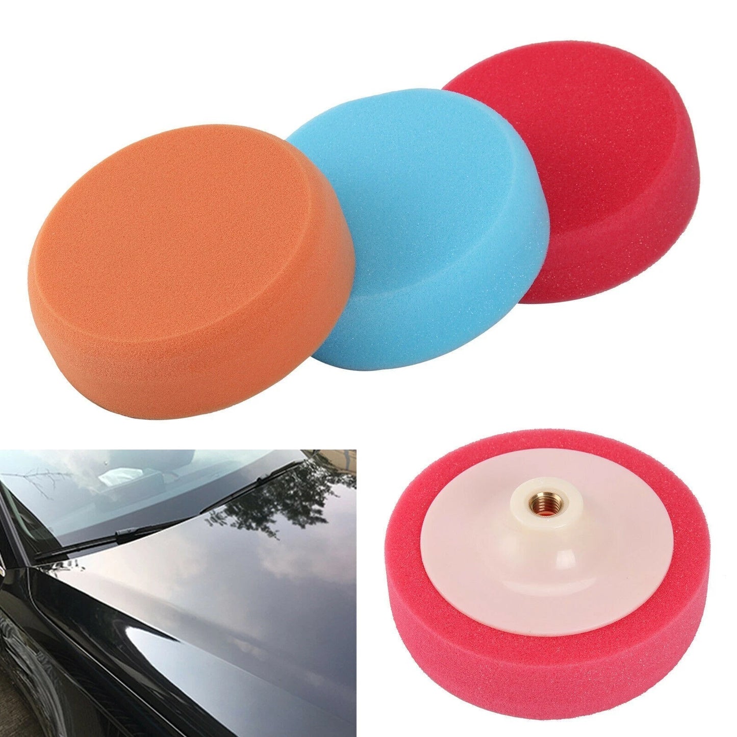 Polishing Sponge Heads Set Soft for Boat Buffing Foam Machine 3PCS