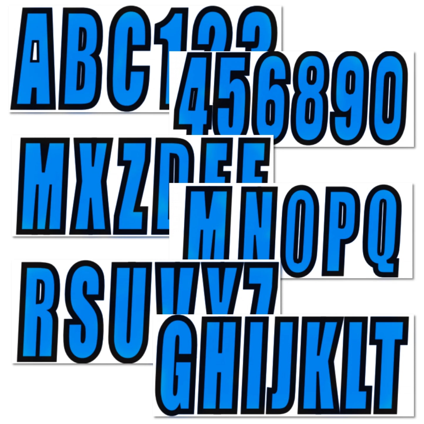 Custom Blue Boat Registration Numbers & Letters 4-Pack Stickers for PWC/Boat