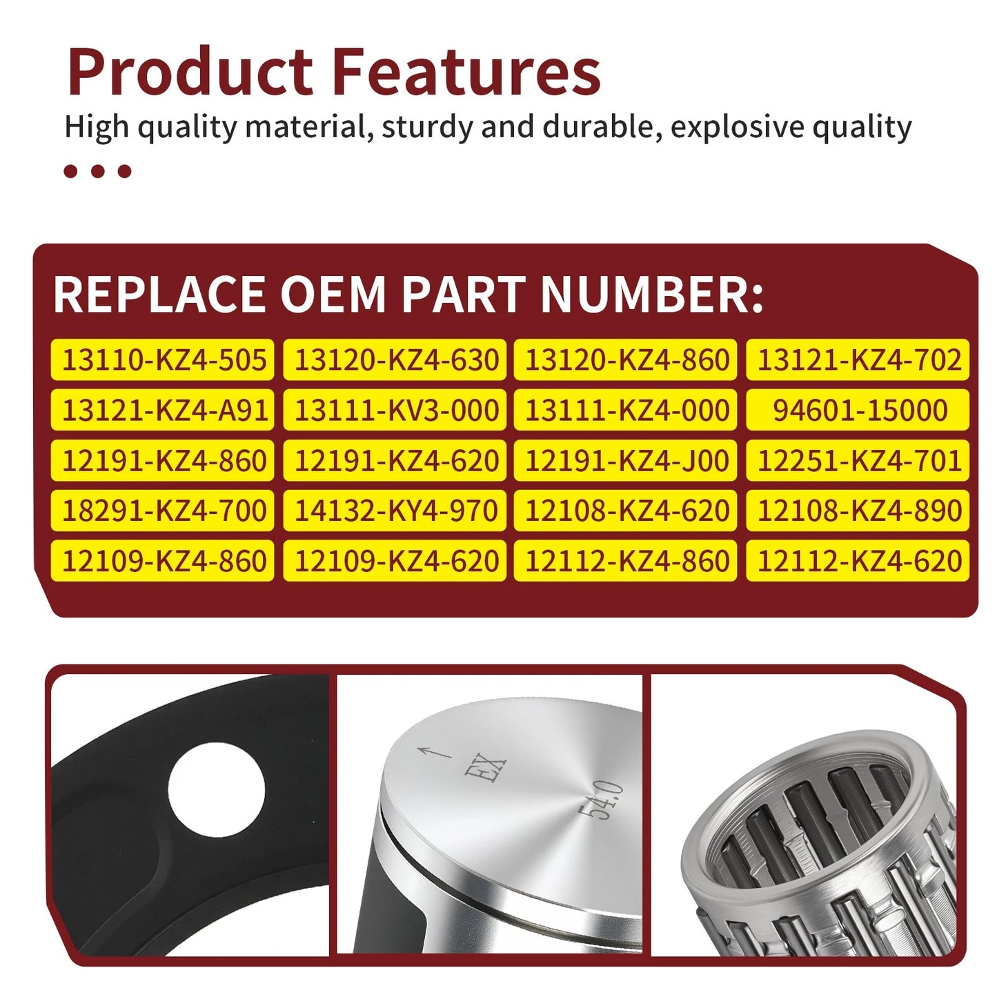 Top End Rebuild Kit for Honda CR125R 1992-1999 Piston/Needle Bearing/Gaskets