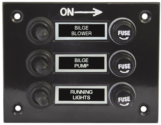 3 Gang Fused Marine Switch Panel with Splash Proof Boots for Boats 12/24 Volt