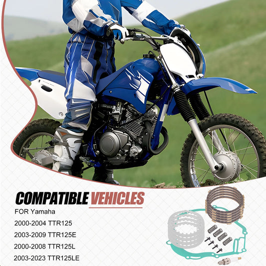 Clutch Friction Steel Plates Kit w/ Gasket Springs for Yamaha TTR125 (2000-2004)