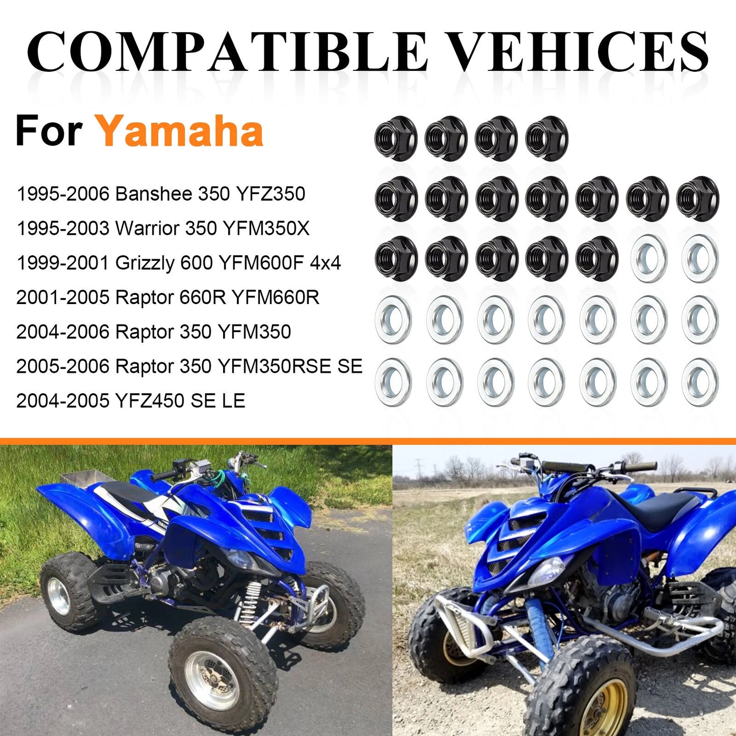 Wheel Lug Nuts Washers Kit for Yamaha Banshee 350