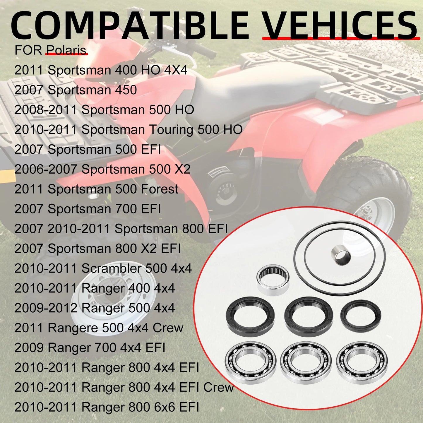 Front Differential Bearing & Seal for Polaris Sportsman 500/700/800 EFI (2007)