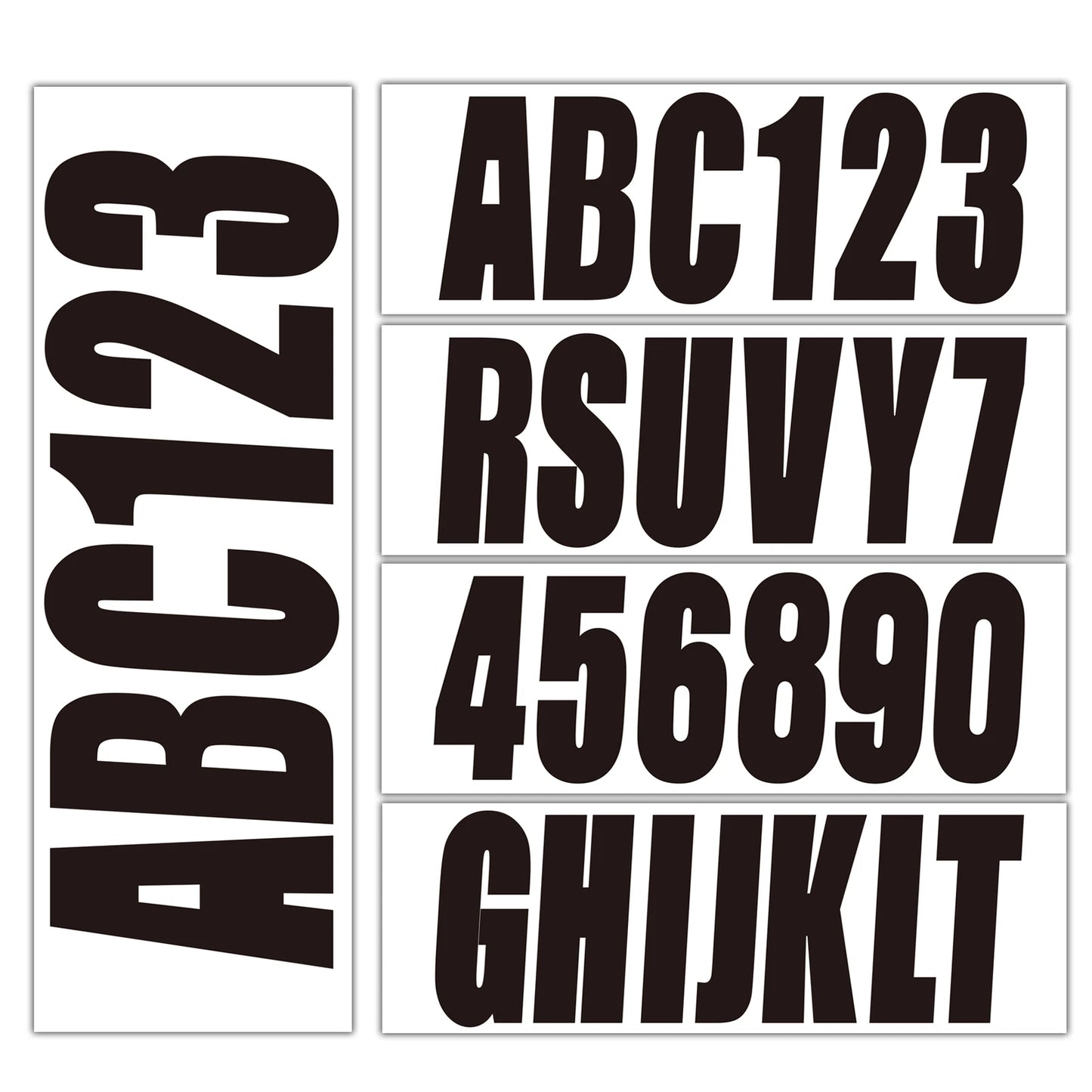 Black Personalized Decals Boat Registration Numbers & Letters Set A-Z & 0-9
