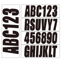 Black Personalized Decals Boat Registration Numbers & Letters Set A-Z & 0-9