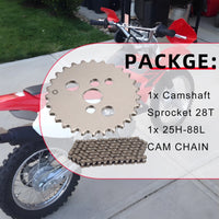 Cam Sprocket 28T & Chain 25H-88L for Honda XR80R/CRF80F
