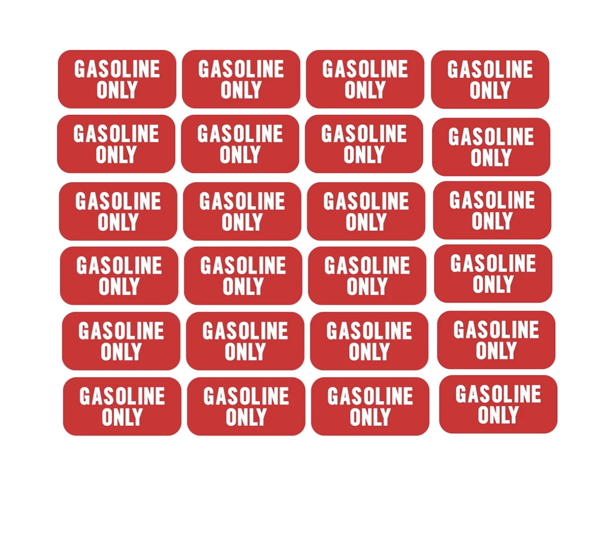 1"x 2" Gasoline Only Sticker Vinyl Fuel Warning Decal for Gas Can (24pcs)