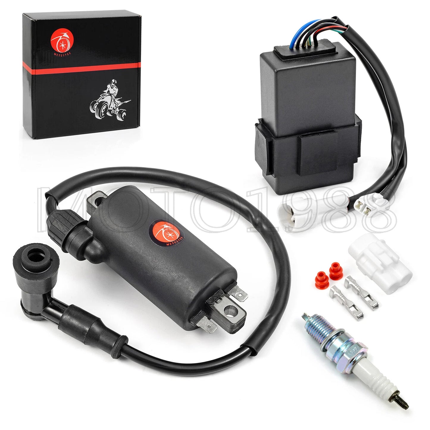 Ignition Coil CDI Spark Plug Kit for Kawasaki Bayou 300 KLF300C/KLF300B 1988-04