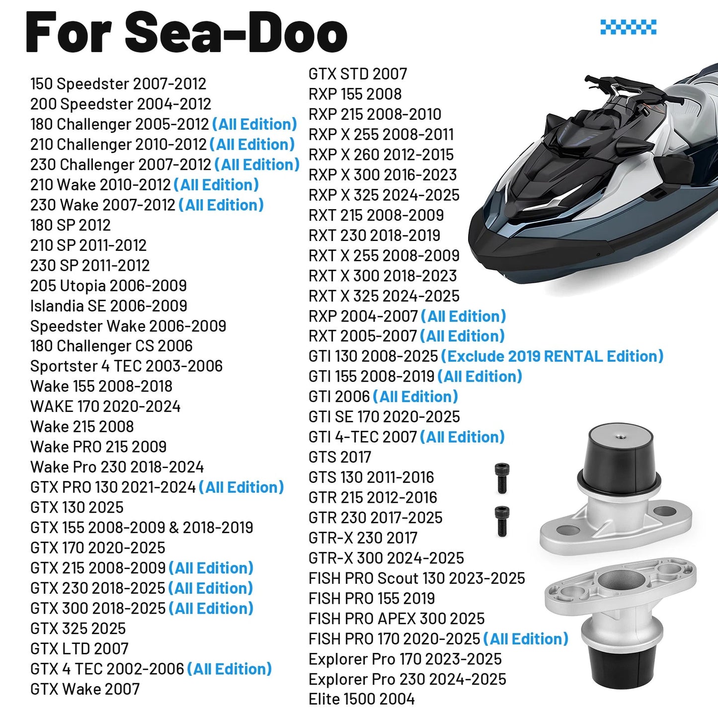 Engine Motor Mounts for Sea-Doo Wake 155/170/215/230 (Front/Rear)