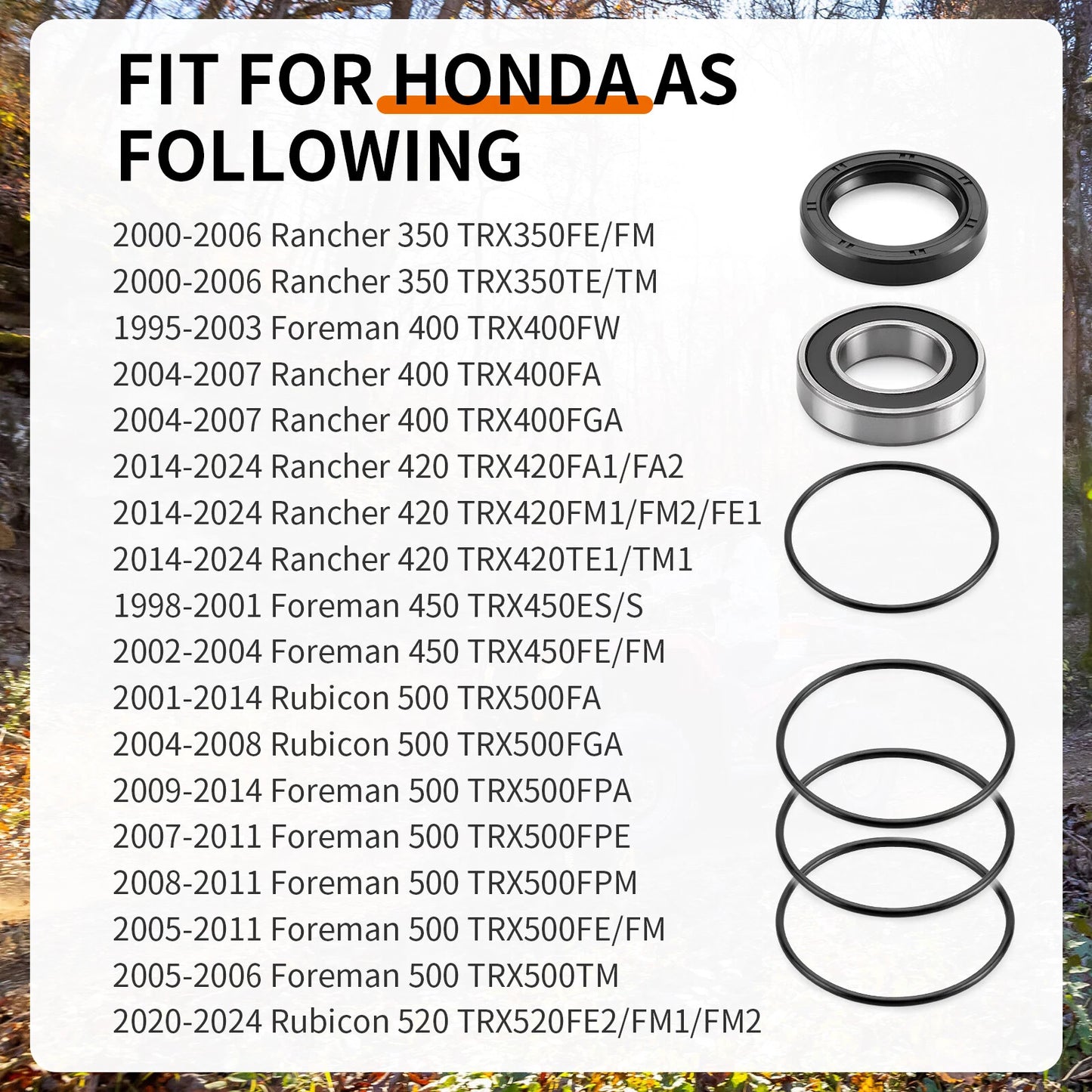 Rear Left Axle Wheel Bearing & Seal for Honda Foreman 450 TRX450FE/FM/ES/S 98-04