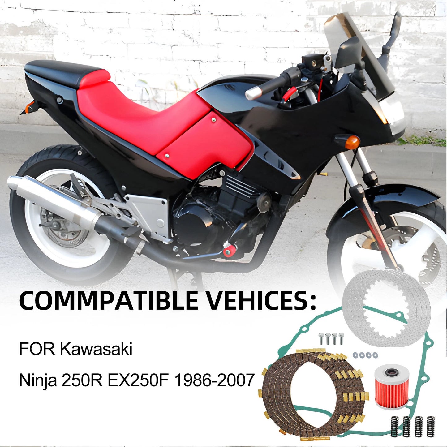 Clutch Kit & Gasket Heavy Duty for Kawasaki Ninja 250R EX250F 1986-2007