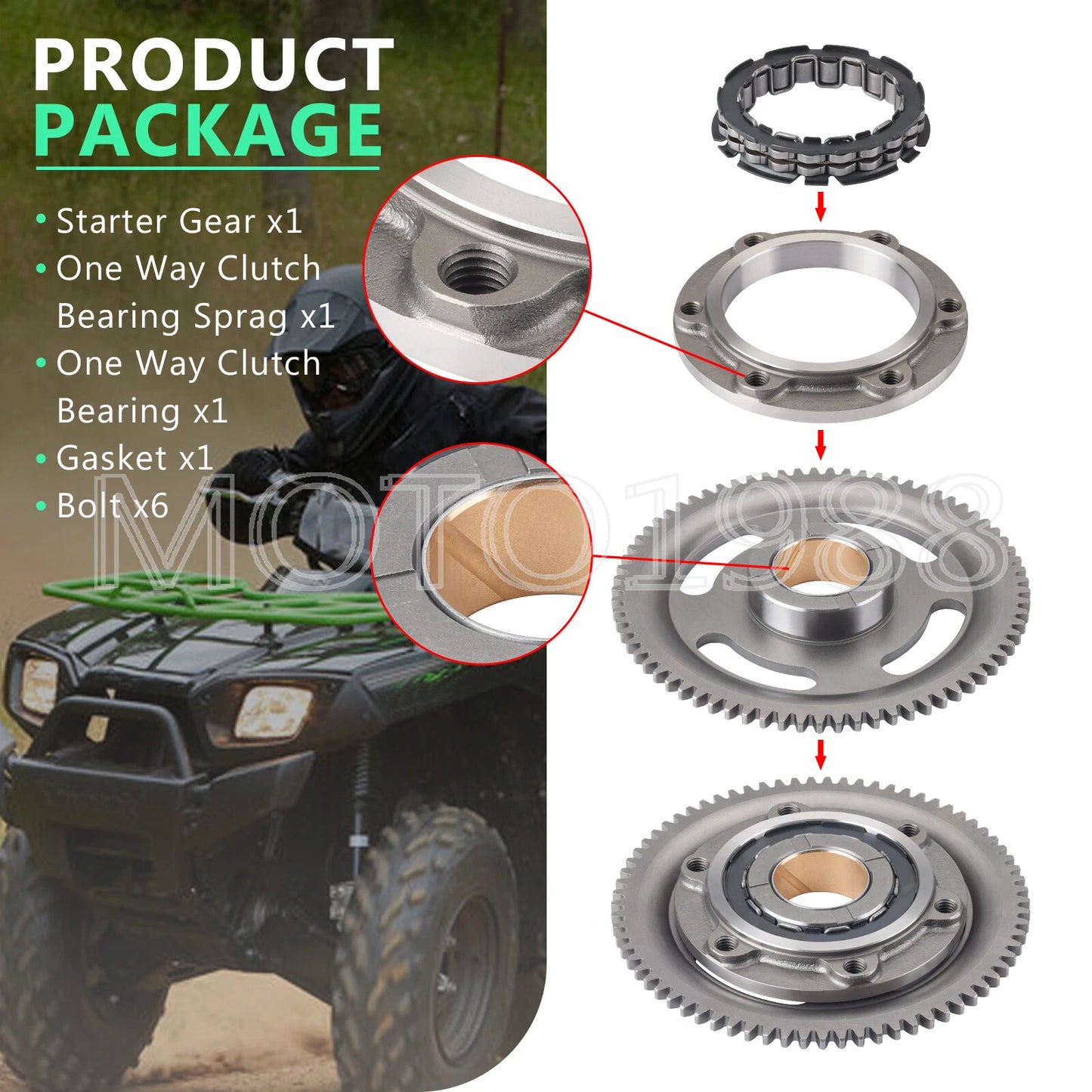 Starter Clutch & Idler Gear for Kawasaki Brute Force 750 KVF750 2005-2011