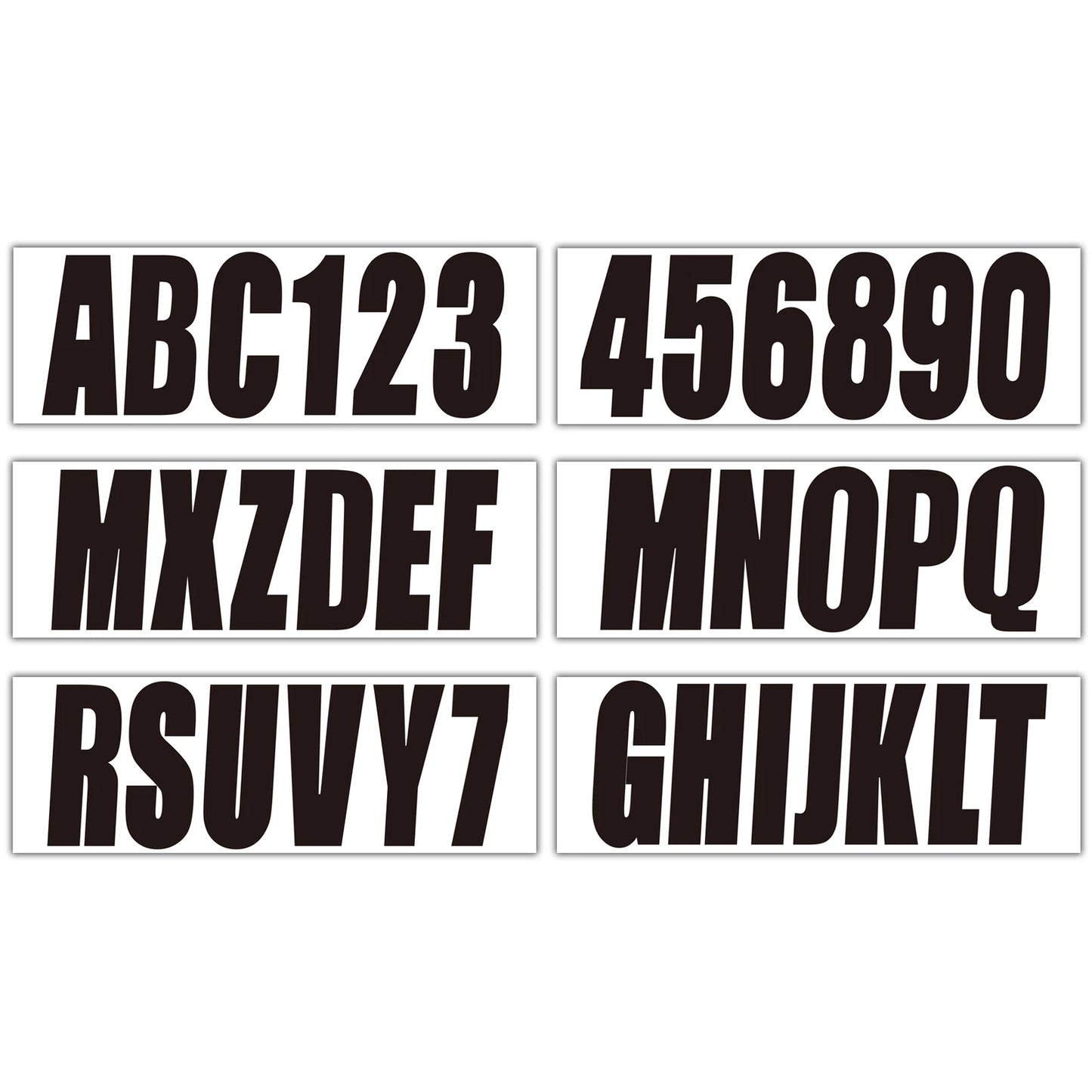 Black Personalized Decals Boat Registration Numbers & Letters Set A-Z & 0-9