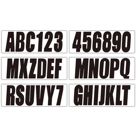 Black Personalized Decals Boat Registration Numbers & Letters Set A-Z & 0-9