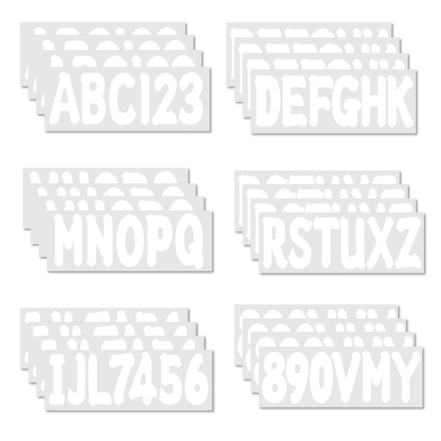 4 Sets Marine Boat White Sticker Decal A-Z Letters & 0-9 Numbers