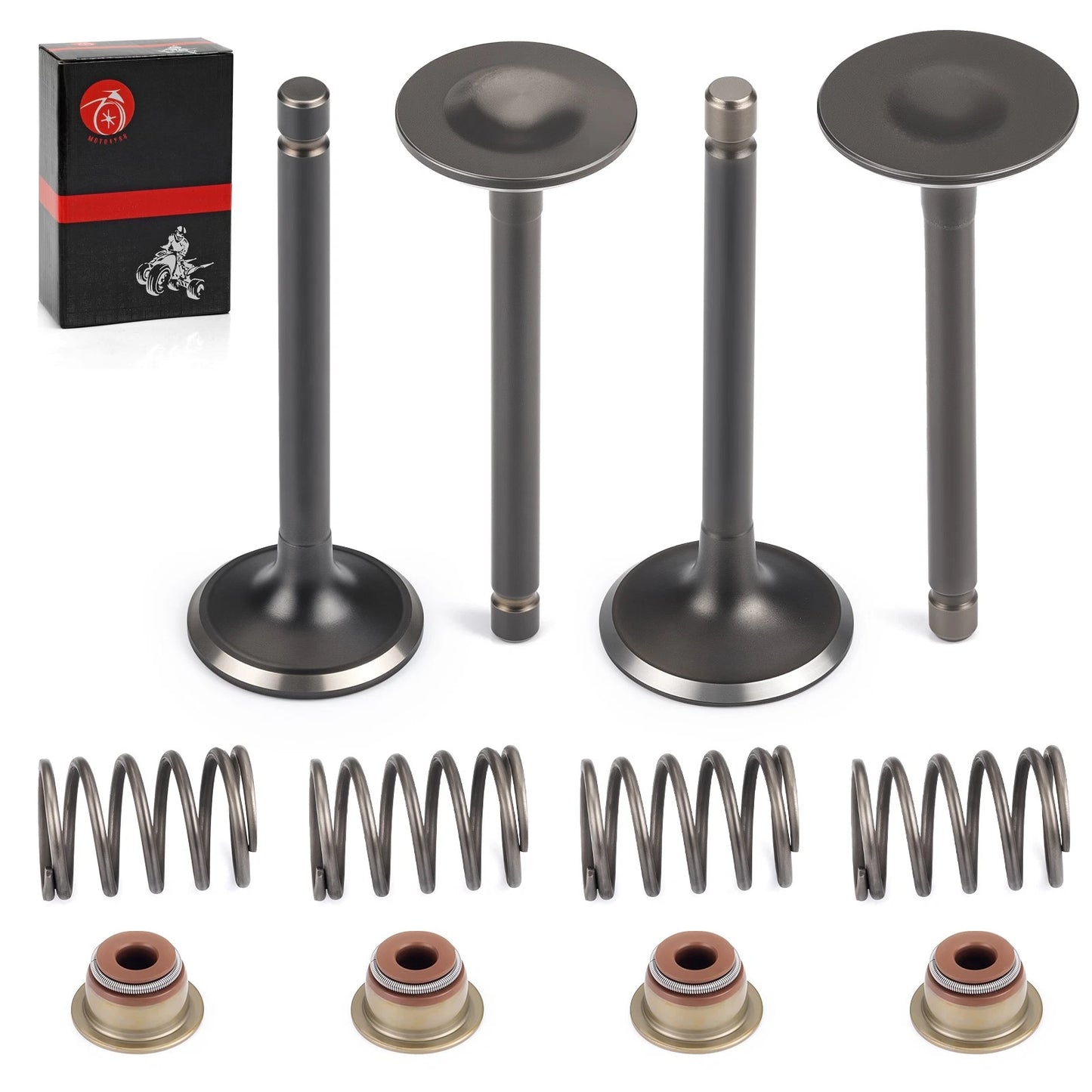 Intake & Exhaust Valve w/ Seals for EZGO Gas 4-Stroke 295/350cc (96-Up)