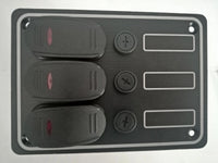 12V 3 Switch Panel Weatherproof Black Textured Alloy Pre-Wired