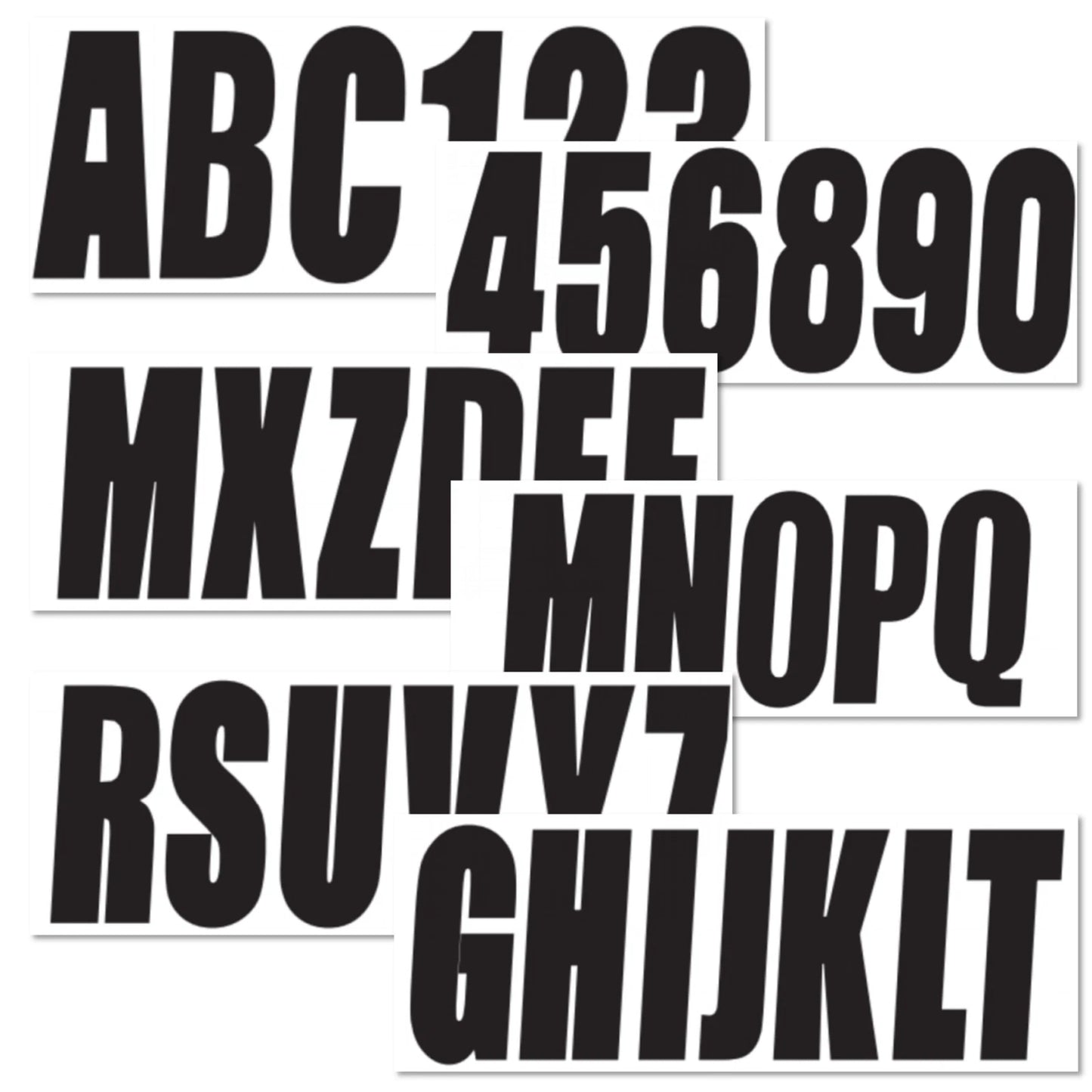 Black Personalized Decals Boat Registration Numbers & Letters Set A-Z & 0-9