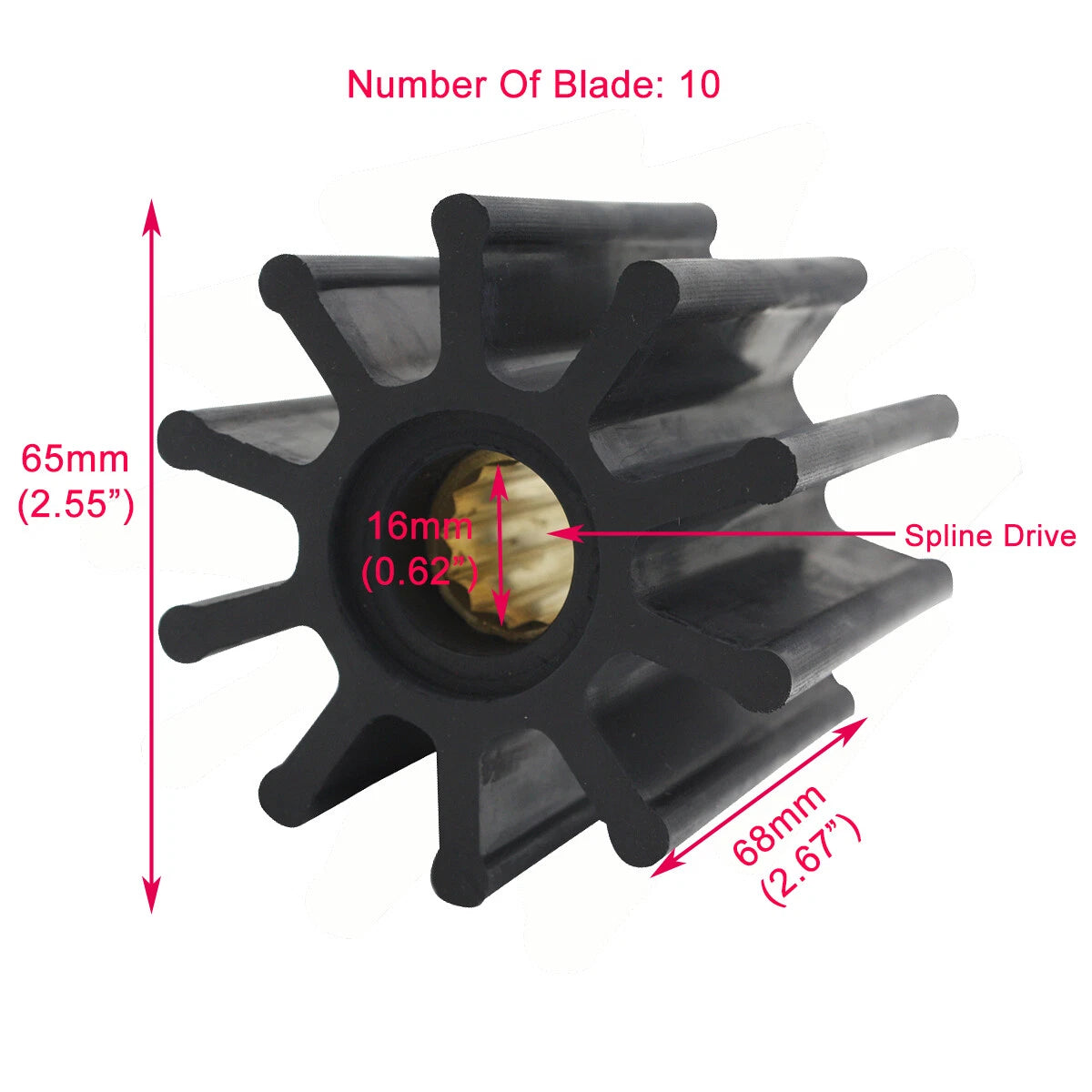 Flexible Impeller for Jabsco CEF 500161 SP-130 Yanmar 119593-42200