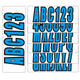 Custom Blue Boat Registration Numbers & Letters 4-Pack Stickers for PWC/Boat