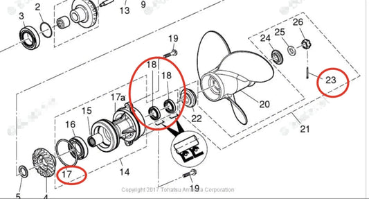 Lower Gearcase Seal & O-ring Kit for Tohatsu MD30B2/MD50B2
