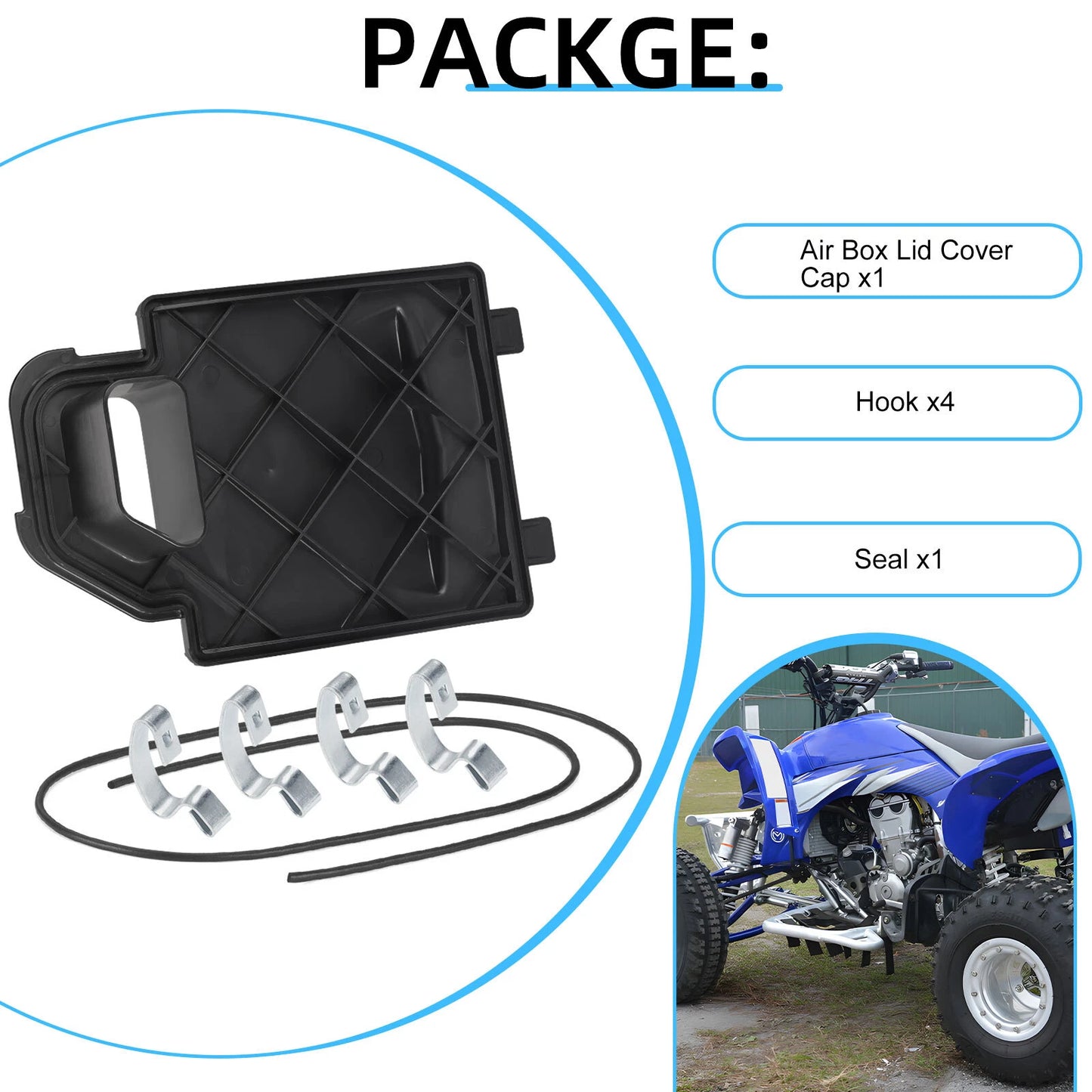 Air Filter Box Lid Cap & Hook Seal Kit for Yamaha YFZ450 (2004-2013)