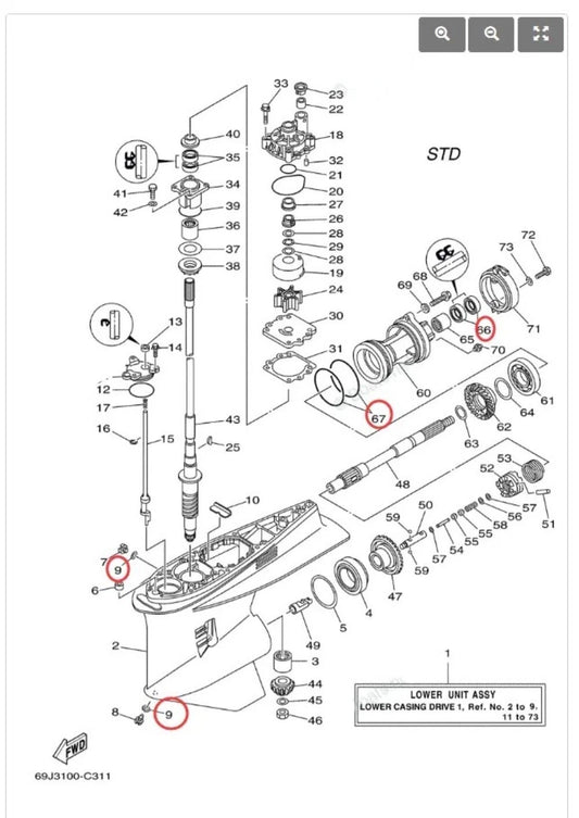 Lower Gearcase Oil Seal Kit for Yamaha 200/225/250 HP