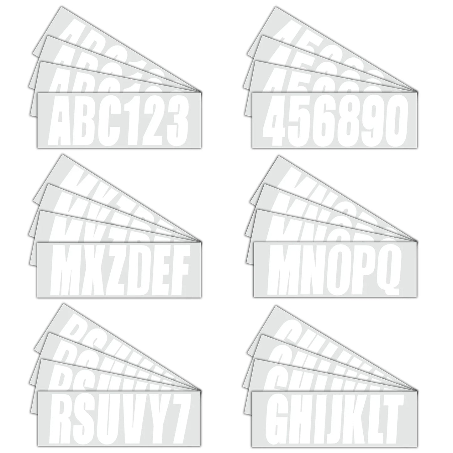 Custom 3" Boat Registration Numbers & Letters Decal Stickers - White