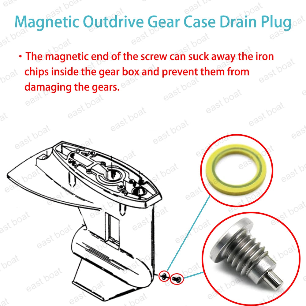 2 PCS Marine Magnetic Outdrive Gear Case Drain Plug for OMC/BRP 22-22