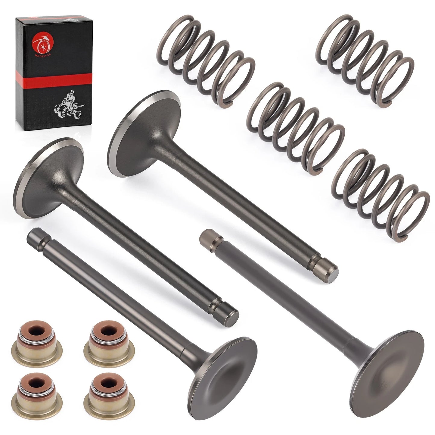 Intake & Exhaust Valve w/ Seals for EZGO Gas 4-Stroke 295/350cc (96-Up)