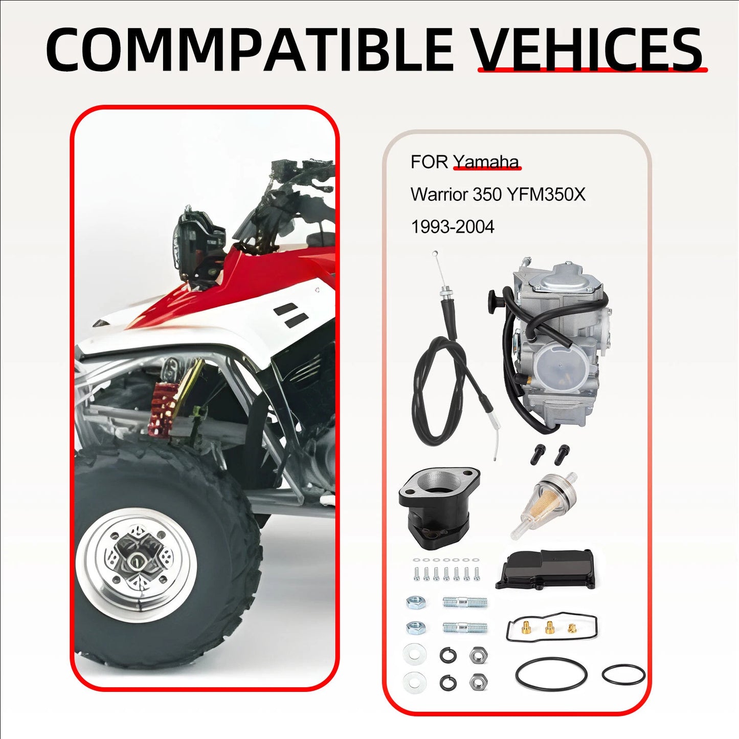 Carburetor & Intake Manifold & Throttle Cable for Yamaha YFM350X Warrior 93-04