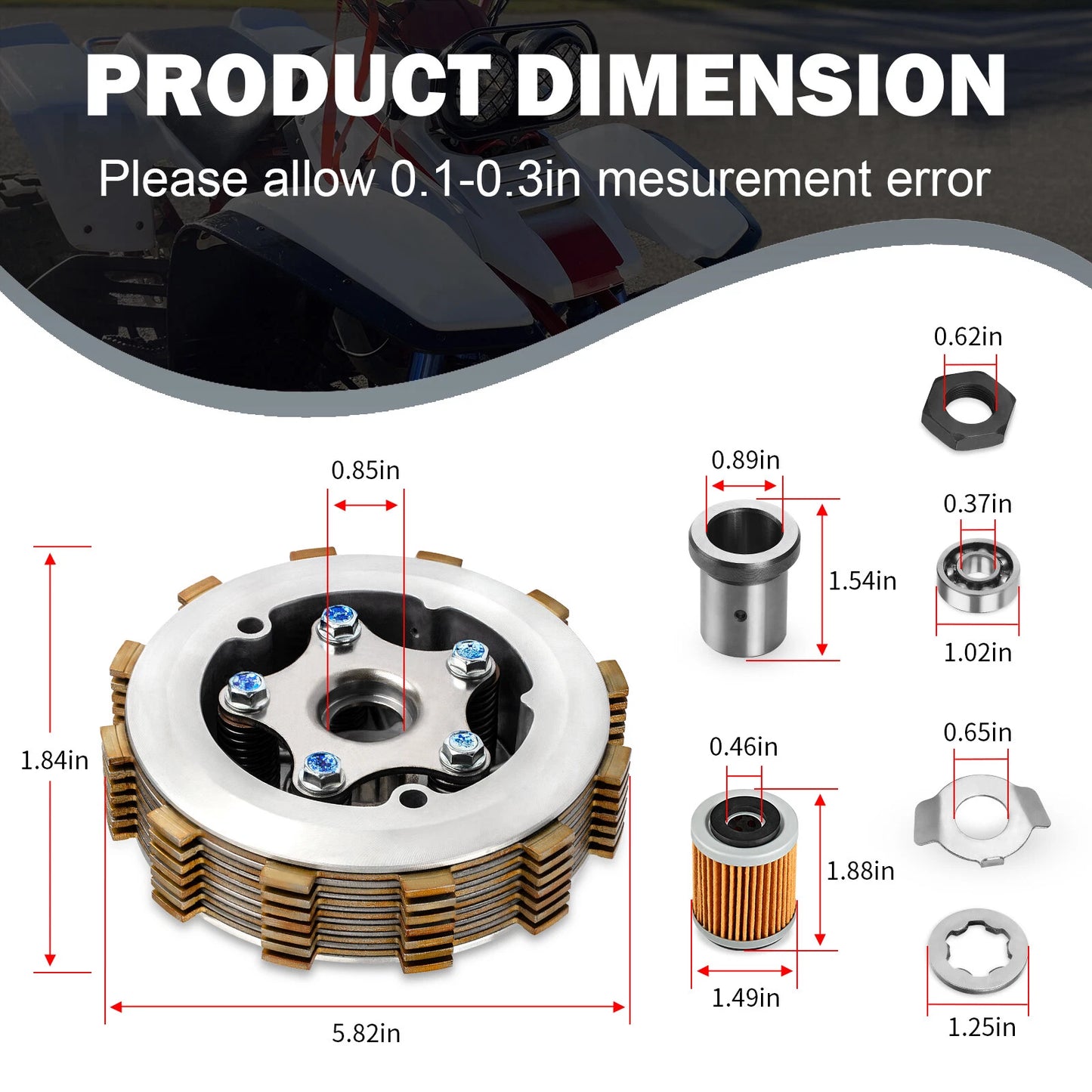 Heavy Duty Clutch Assembly & Gasket for Yamaha Warrior 350 YFM350 87-04