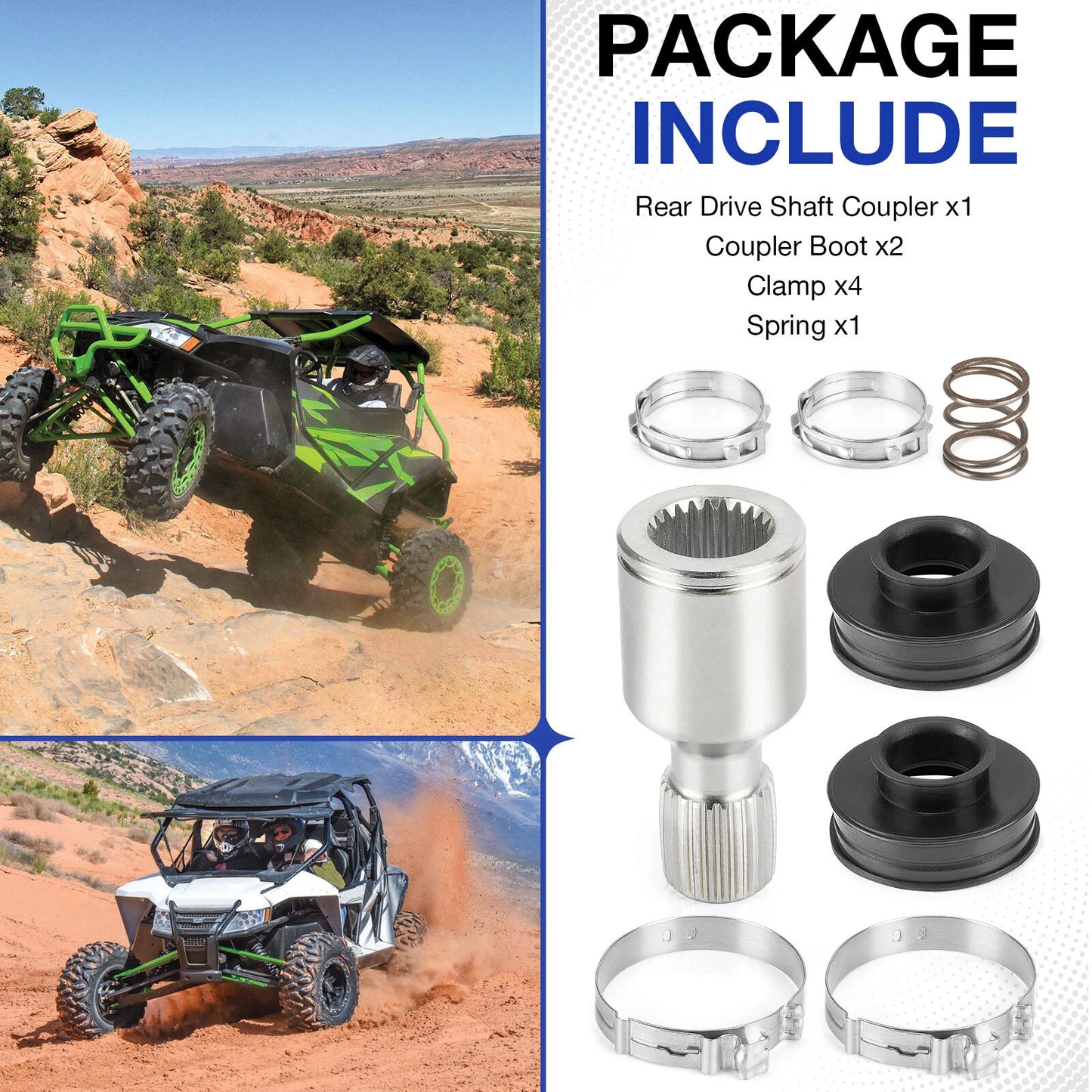Rear Mid Drive Coupler & Boot Clamp Kit for Arctic Cat Wildcat 1000 4X 2012-2018