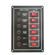 12V Circuit Breaker Panel with 6 Red Rocker Switches for Marine Applications