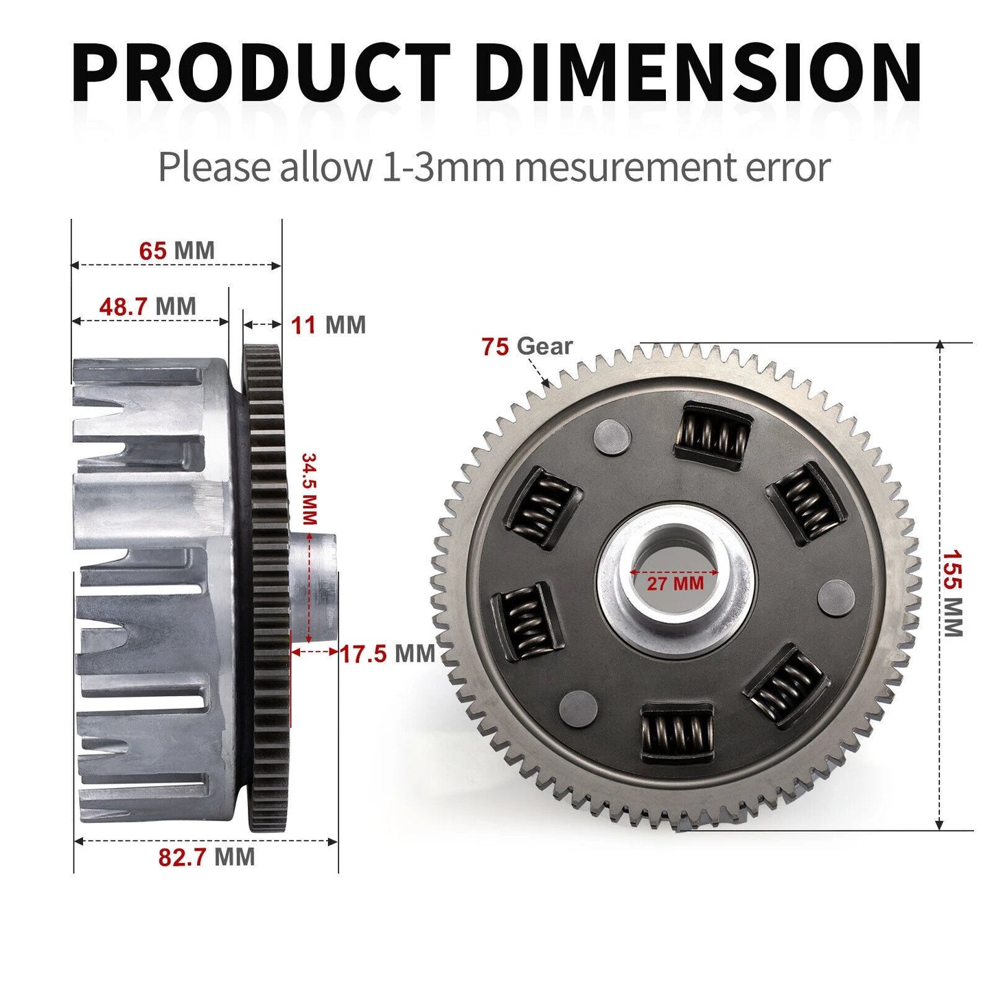 Primary Driven Gear 76T Clutch Basket for Yamaha YFM400 Kodiak 1993-98