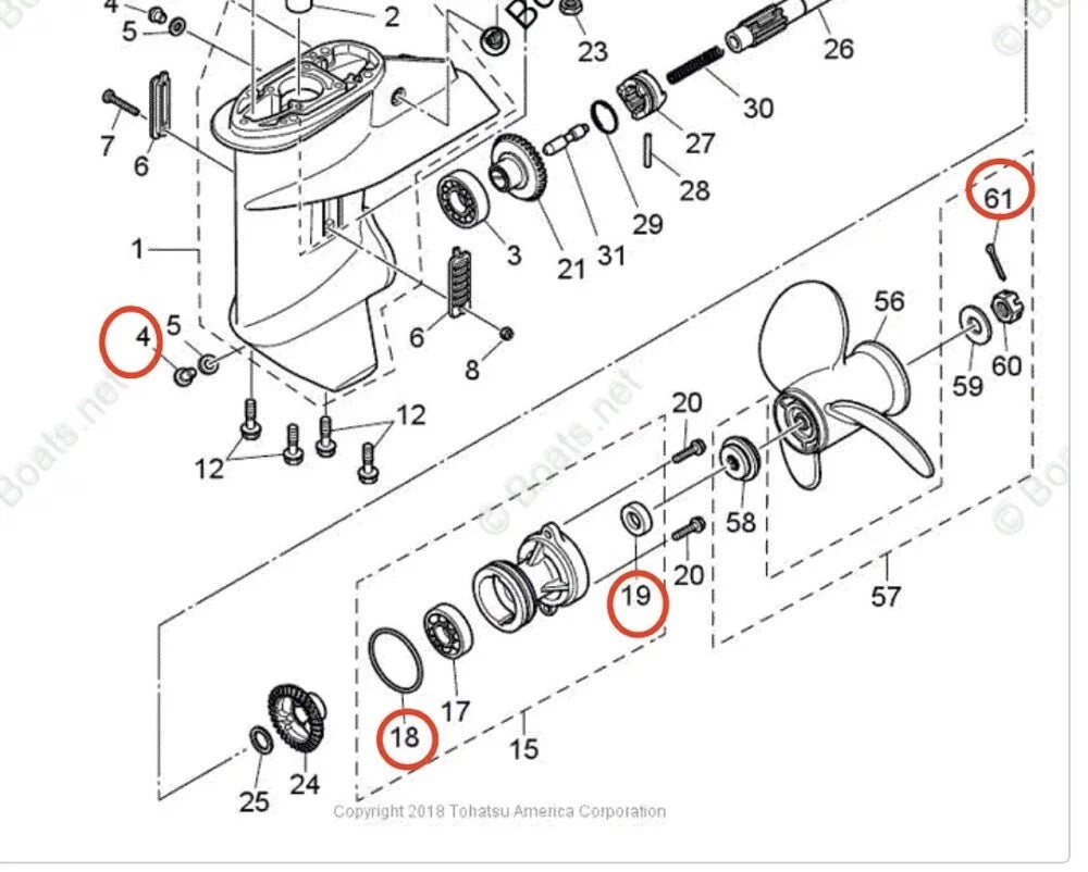 Lower Unit Oil Seal O-ring for Tohatsu 9.9-30HP (3C7014030)