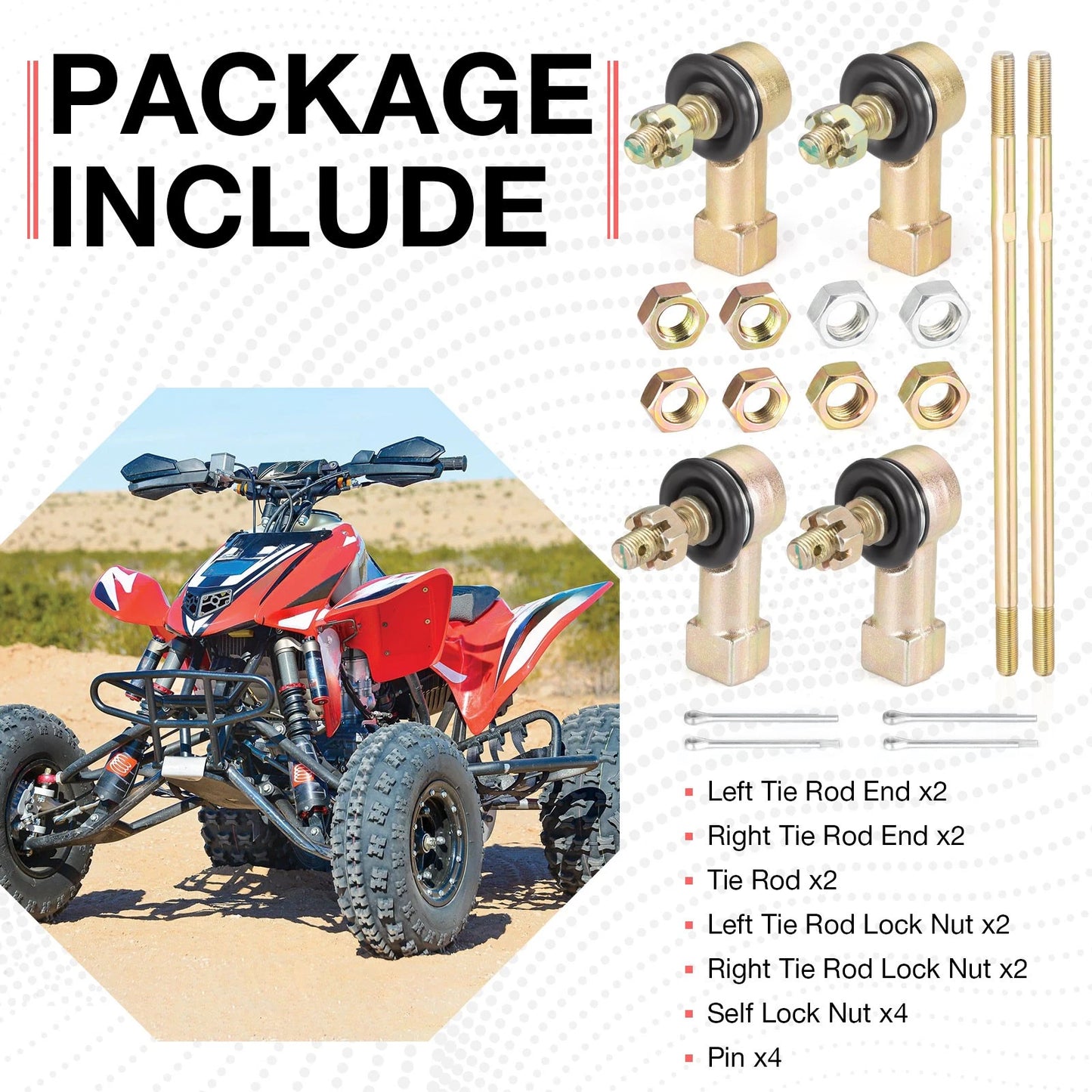 Left/Right Tie Rods w/ End Kit for Honda TRX450R/TRX450ER 2006-2014